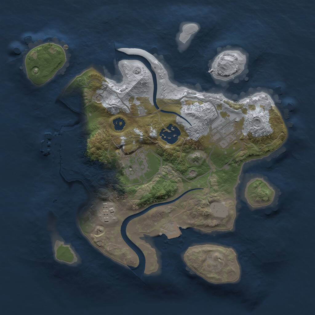 Rust Map: Procedural Map, Size: 2500, Seed: 2354235, 7 Monuments