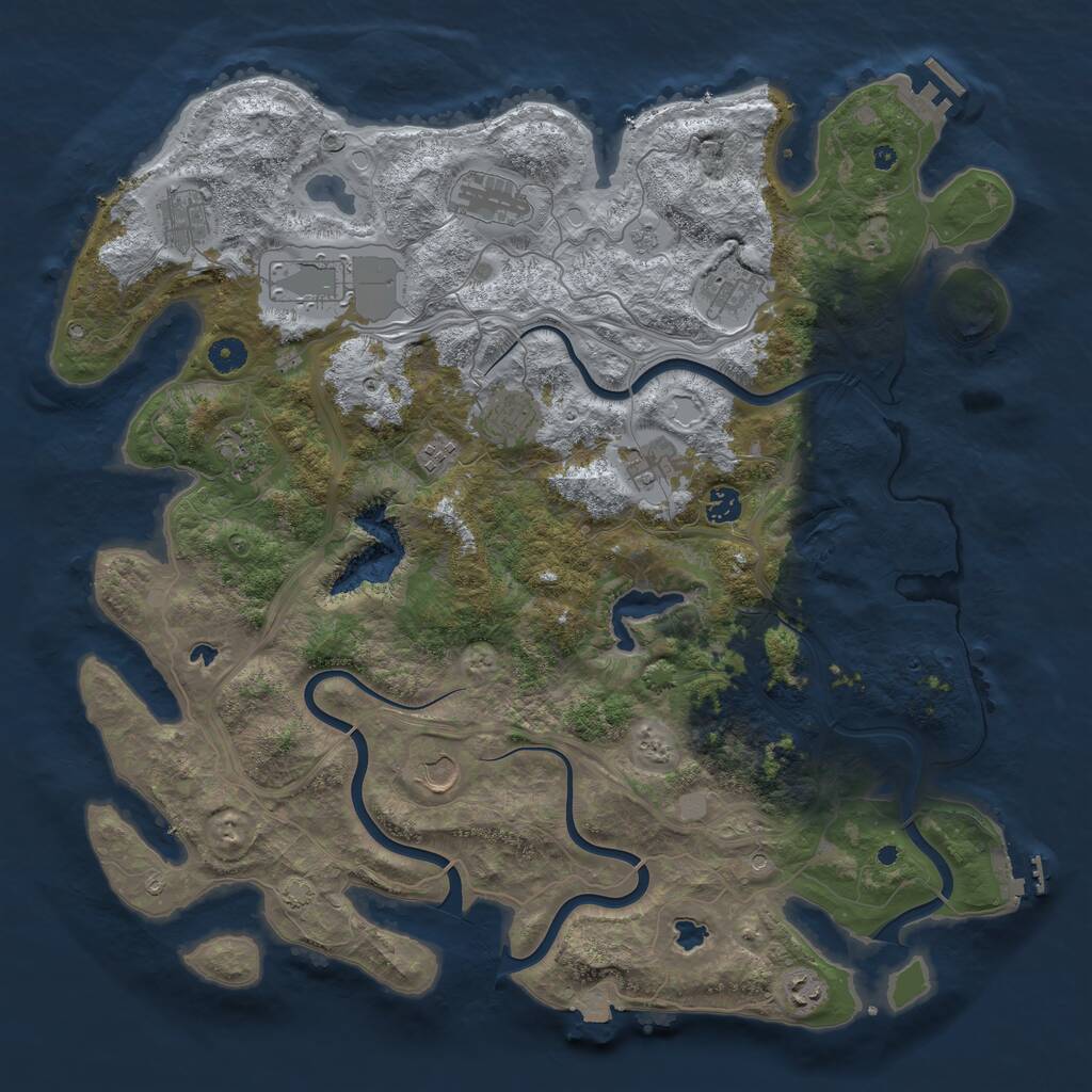 Rust Map: Procedural Map, Size: 4500, Seed: 849683638, 17 Monuments