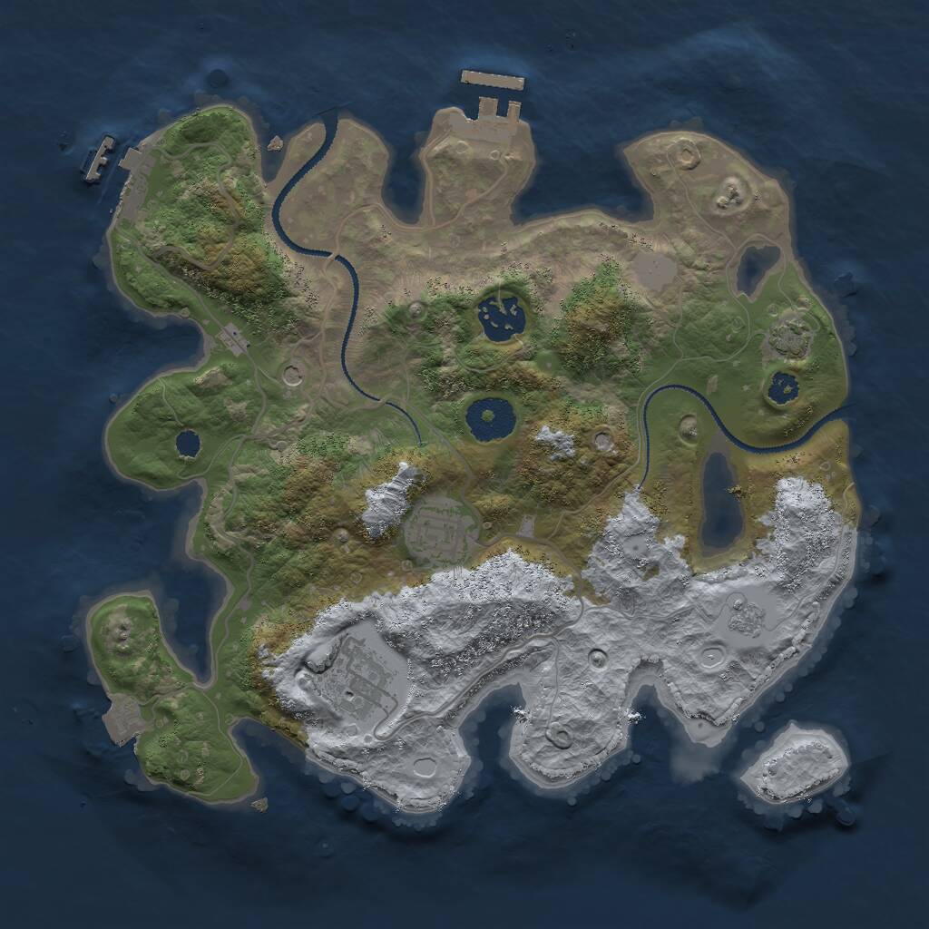 Rust Map: Procedural Map, Size: 3000, Seed: 14522, 9 Monuments