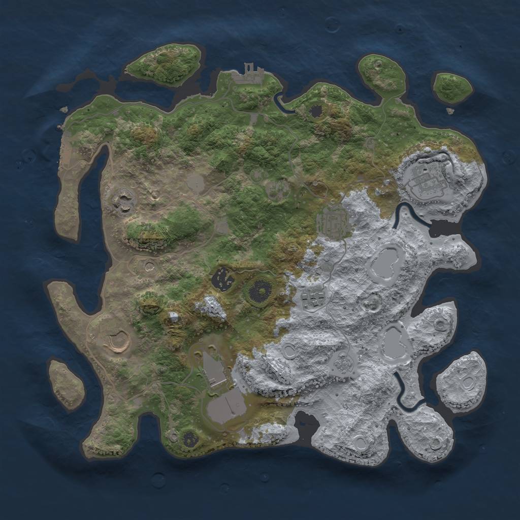 Rust Map: Procedural Map, Size: 3500, Seed: 962747629, 14 Monuments