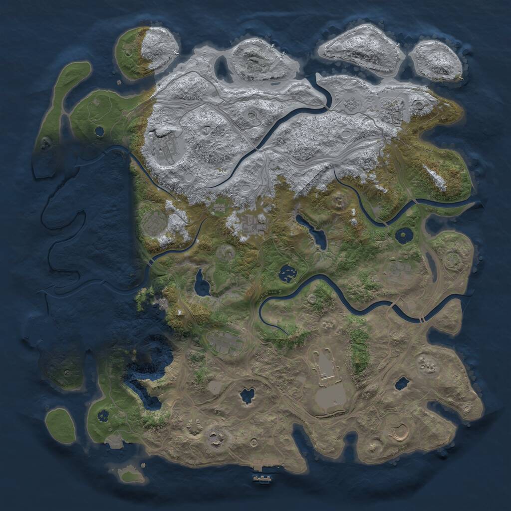 Rust Map: Procedural Map, Size: 4500, Seed: 565446558, 17 Monuments
