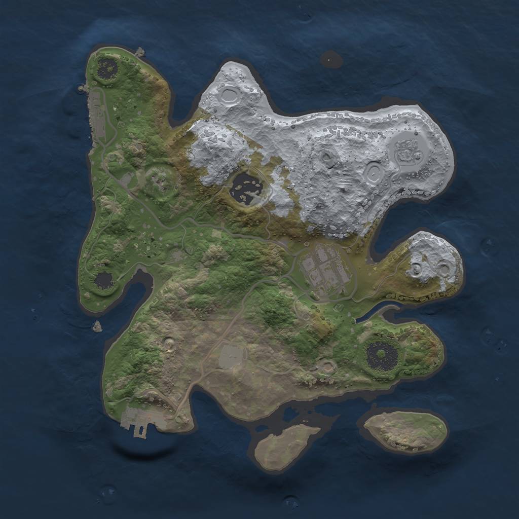 Rust Map: Procedural Map, Size: 2500, Seed: 1820481024, 8 Monuments
