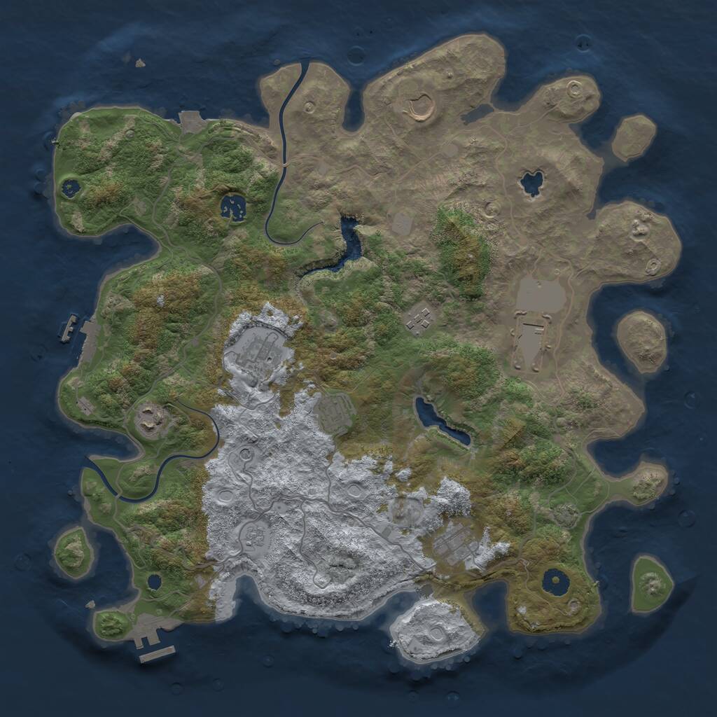 Rust Map: Procedural Map, Size: 4000, Seed: 678373126, 14 Monuments