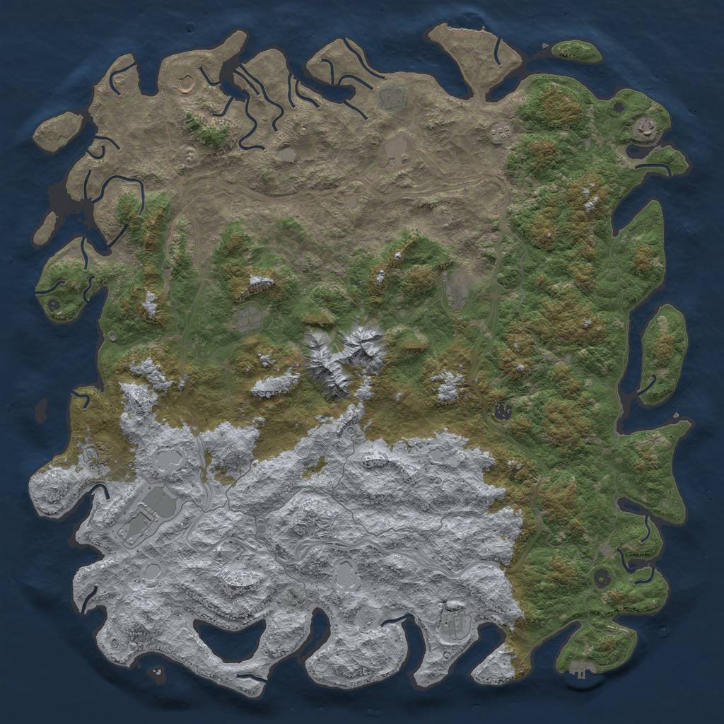 Rust Map: Procedural Map, Size: 6000, Seed: 487321, 18 Monuments