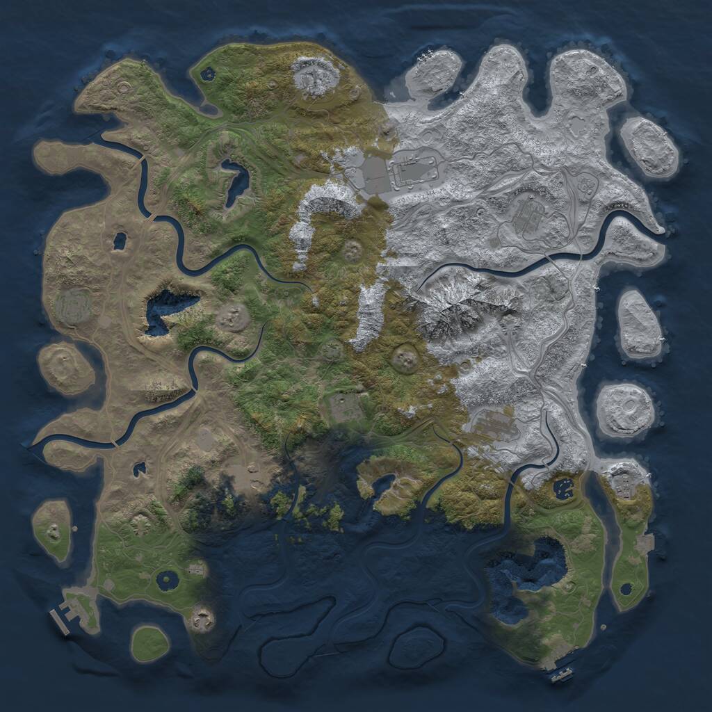 Rust Map: Procedural Map, Size: 5000, Seed: 4394, 16 Monuments