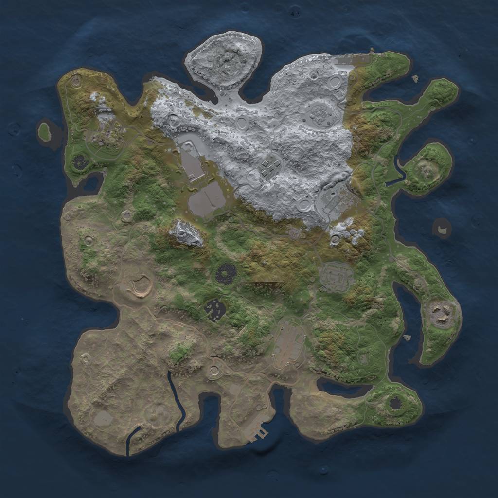 Rust Map: Procedural Map, Size: 3500, Seed: 453571674, 16 Monuments