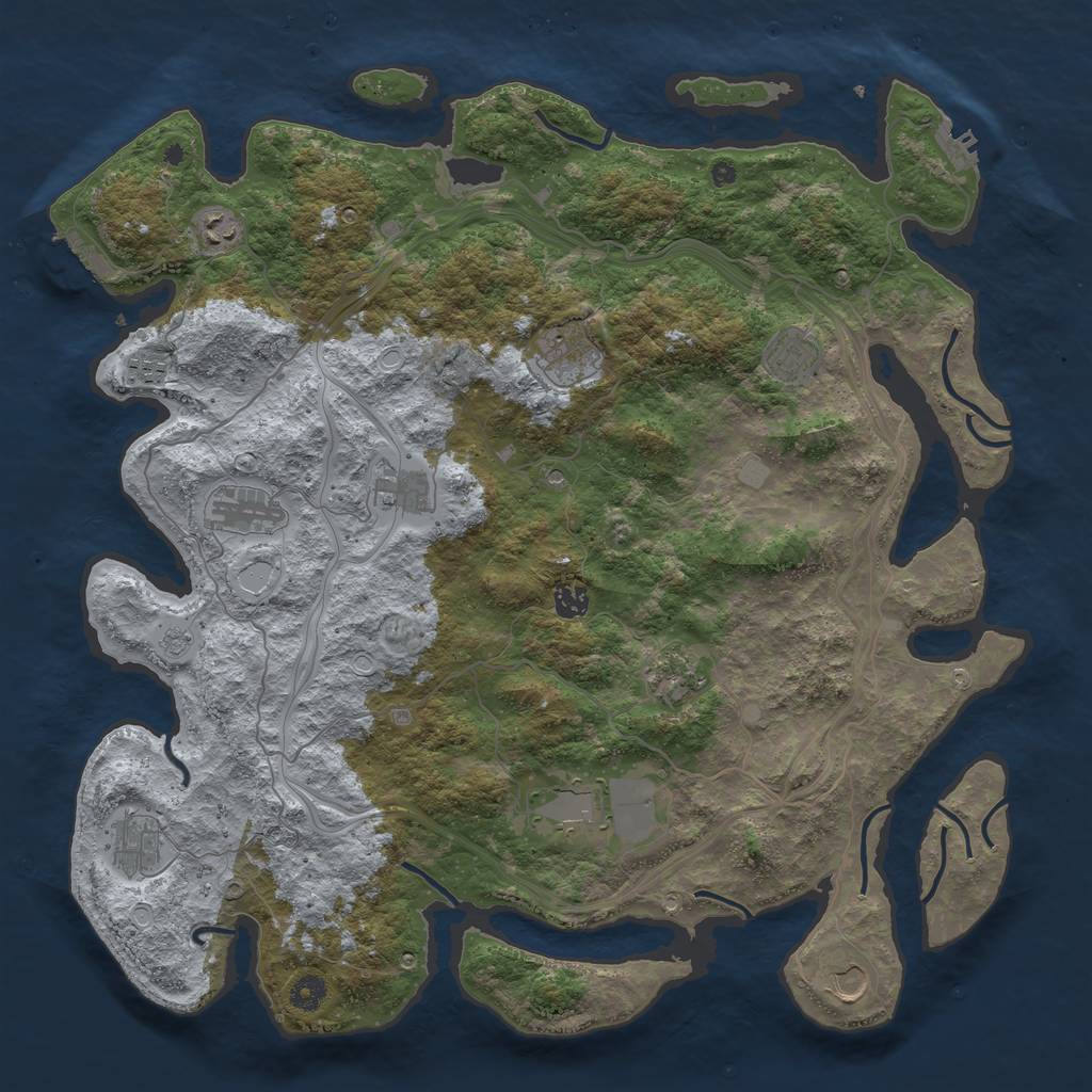 Rust Map: Procedural Map, Size: 4500, Seed: 456798765, 18 Monuments