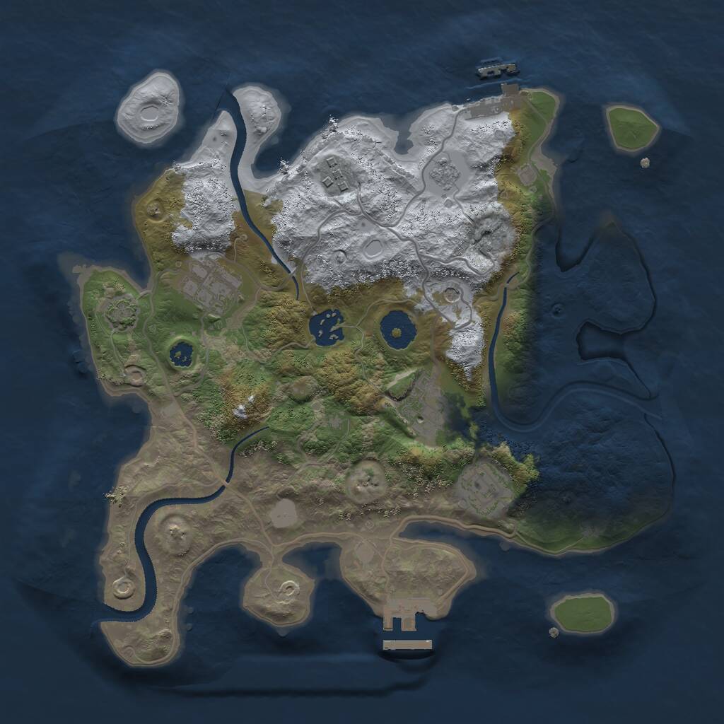 Rust Map: Procedural Map, Size: 3000, Seed: 123132, 11 Monuments