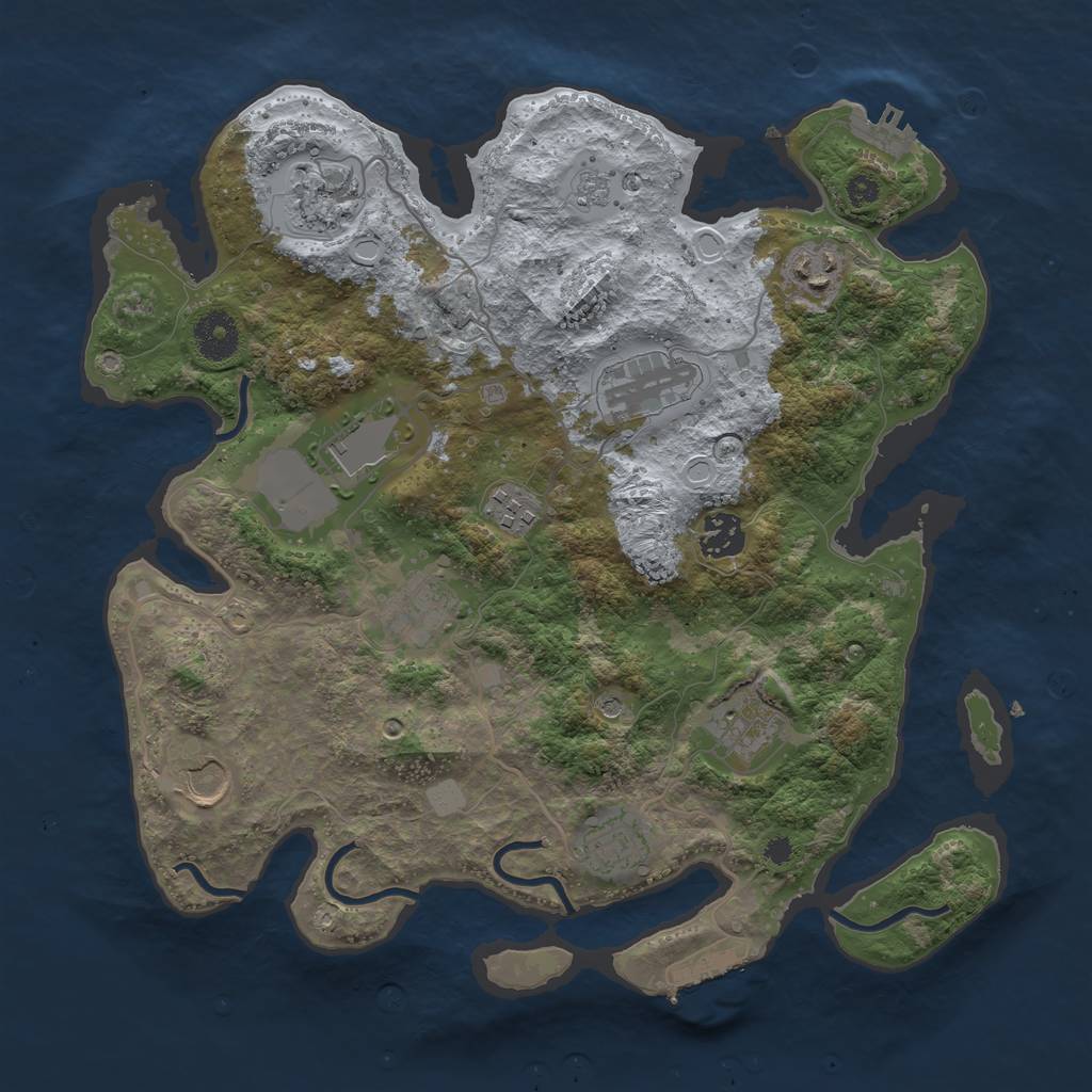 Rust Map: Procedural Map, Size: 3500, Seed: 152526941, 17 Monuments