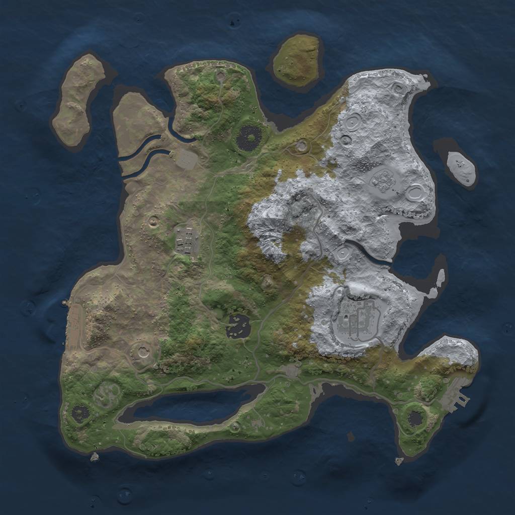 Rust Map: Procedural Map, Size: 3000, Seed: 1394219706, 10 Monuments
