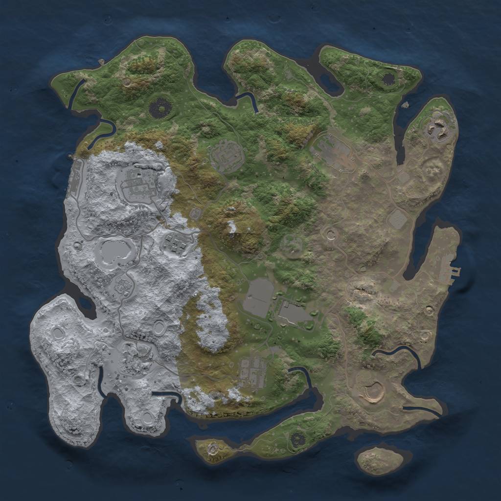 Rust Map: Procedural Map, Size: 3500, Seed: 759488465, 16 Monuments
