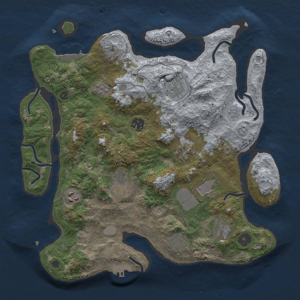 Rust Map: Procedural Map, Size: 3500, Seed: 1150322268, 16 Monuments