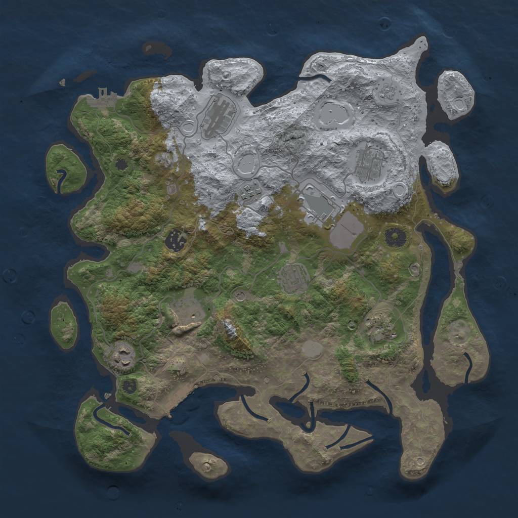 Rust Map: Procedural Map, Size: 3750, Seed: 14522514, 16 Monuments