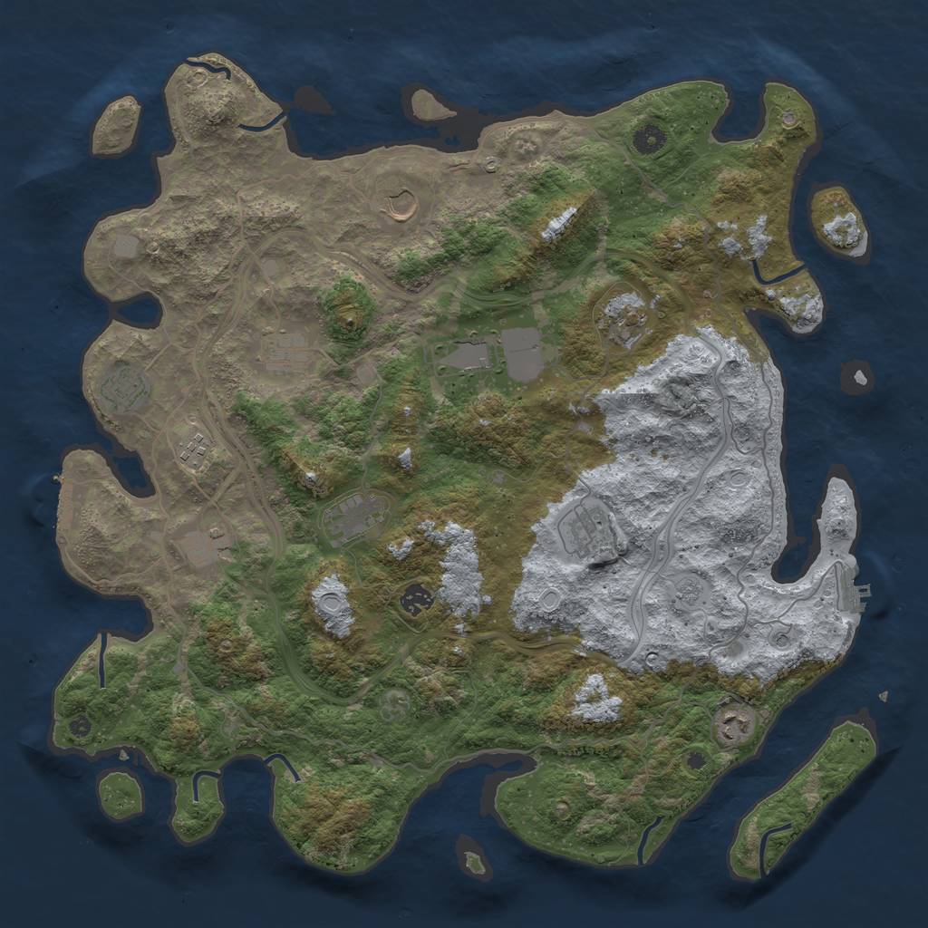 Rust Map: Procedural Map, Size: 4500, Seed: 313858988, 18 Monuments