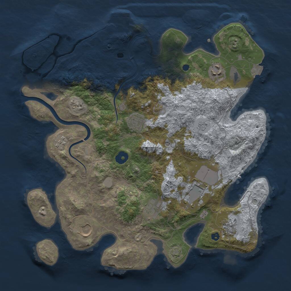 Rust Map: Procedural Map, Size: 3500, Seed: 712046410, 12 Monuments