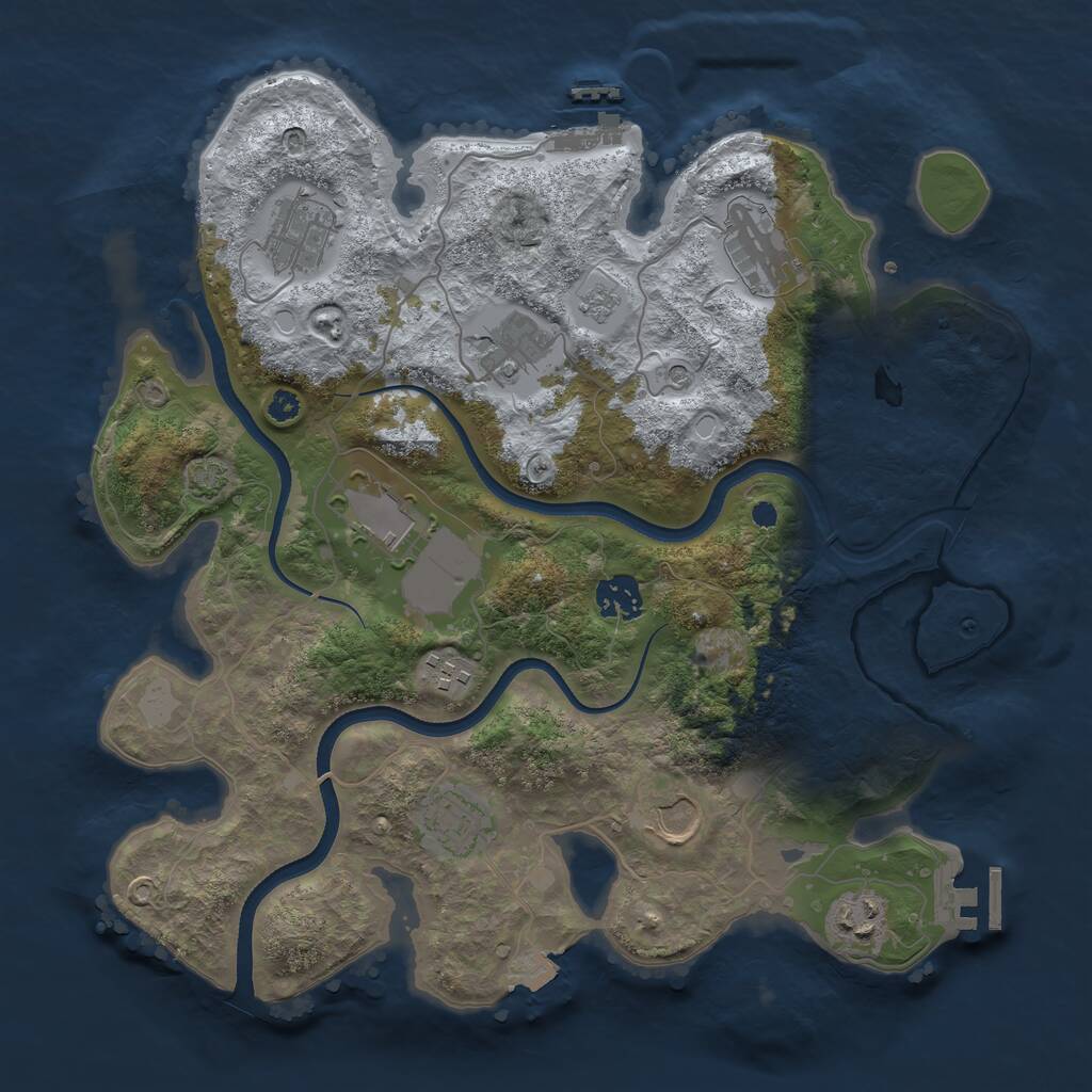 Rust Map: Procedural Map, Size: 3500, Seed: 557480620, 15 Monuments