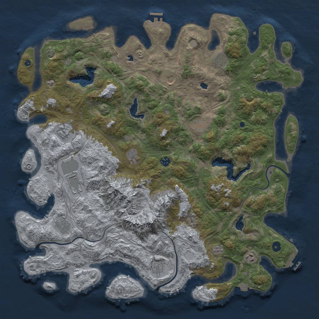 Rust Map: Procedural Map, Size: 5000, Seed: 9874513, 17 Monuments