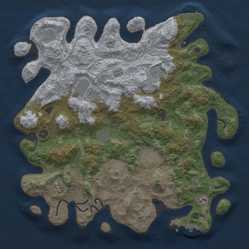 Rust Map: Procedural Map, Size: 4250, Seed: 1783908414, 17 Monuments