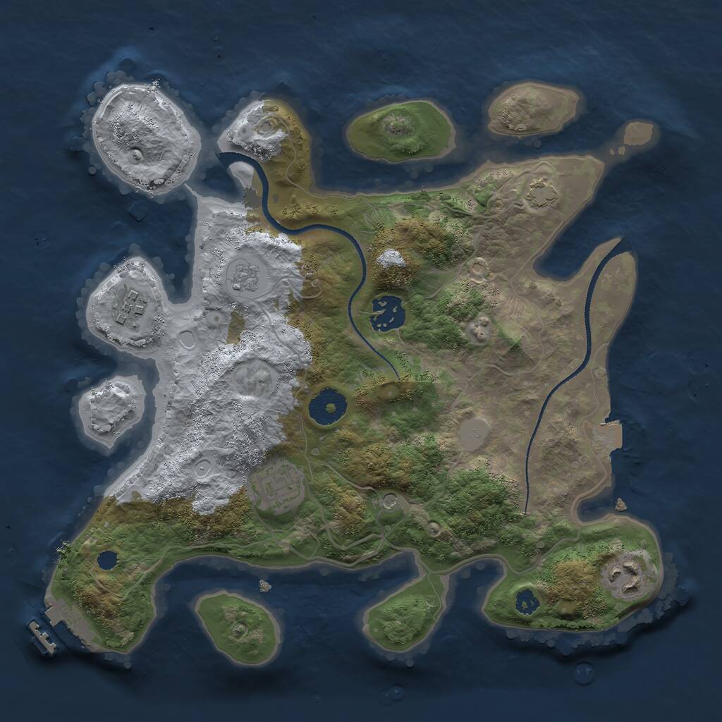 Rust Map: Procedural Map, Size: 3000, Seed: 52394, 9 Monuments