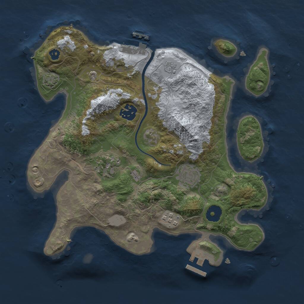 Rust Map: Procedural Map, Size: 2850, Seed: 854132235, 9 Monuments