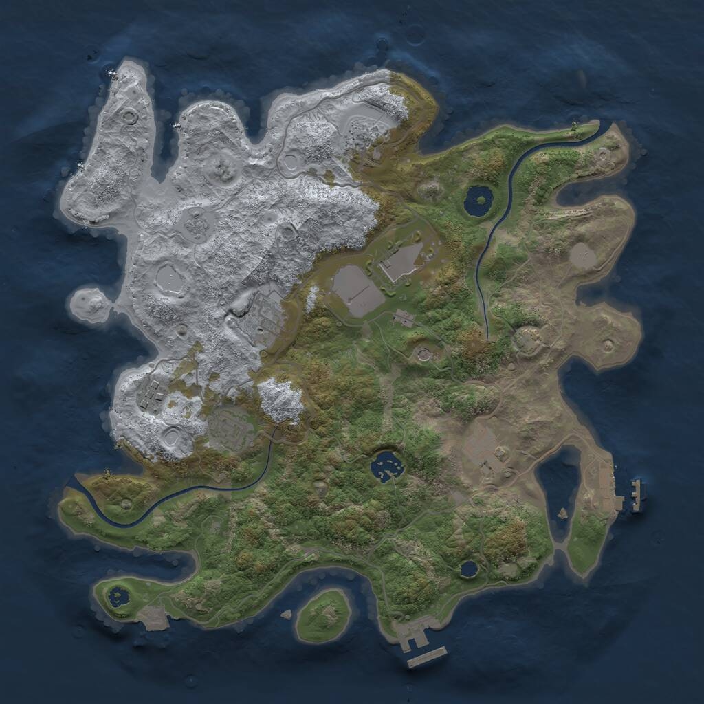 Rust Map: Procedural Map, Size: 3500, Seed: 1363833955, 13 Monuments