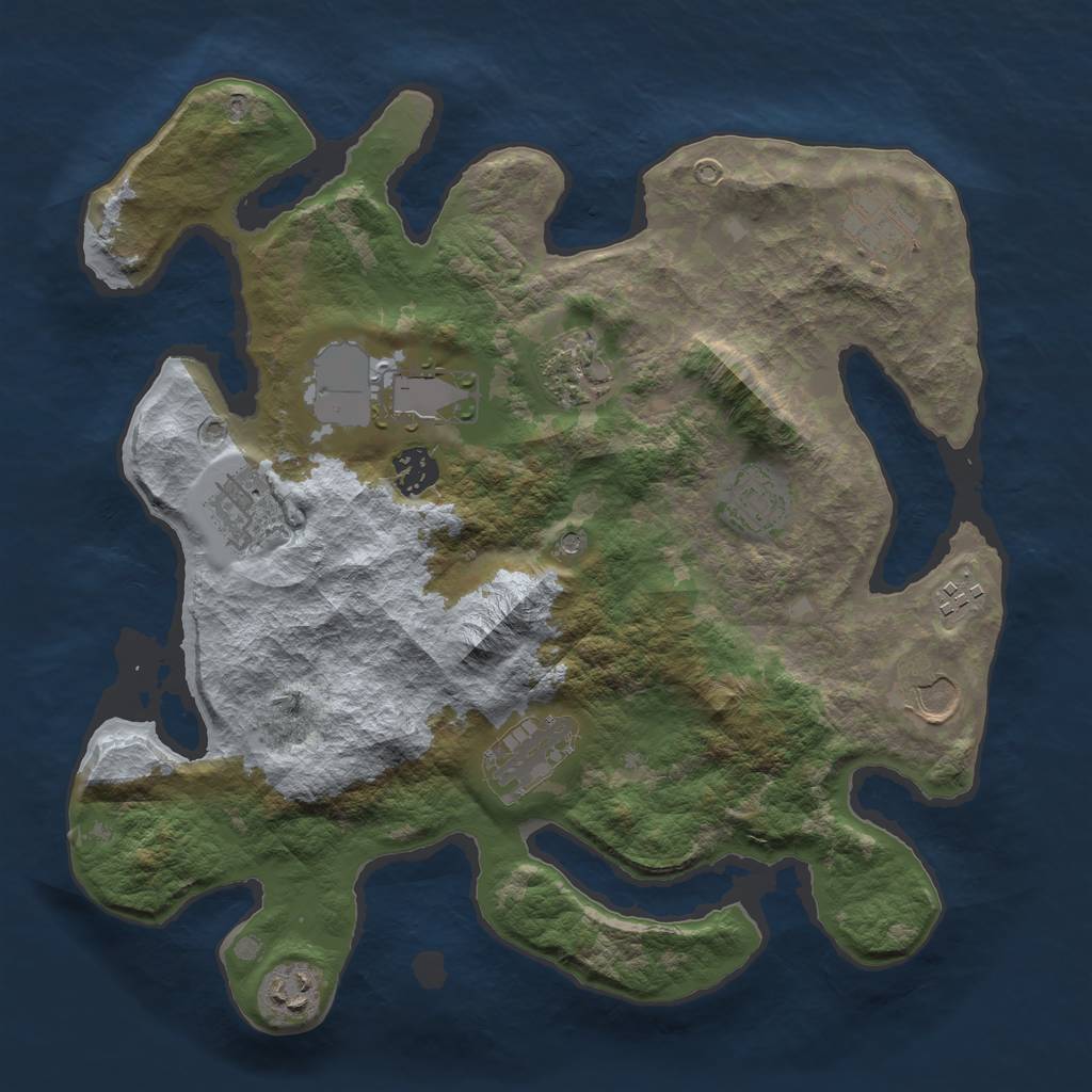 Rust Map: Barren, Size: 3500, Seed: 154603881, 13 Monuments