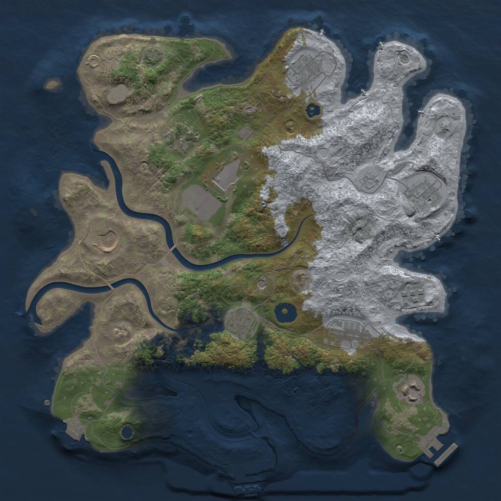 Rust Map: Procedural Map, Size: 3500, Seed: 46911546, 15 Monuments