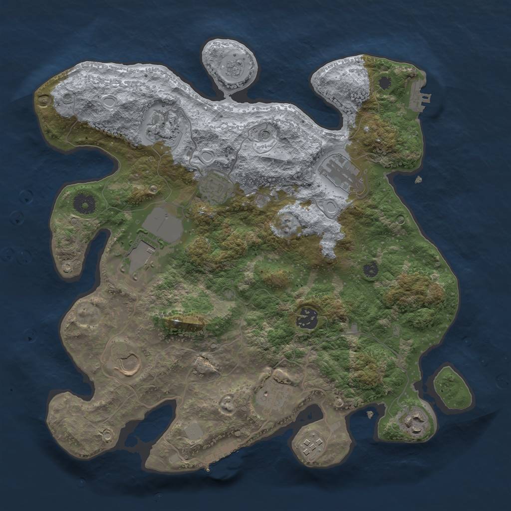 Rust Map: Procedural Map, Size: 3500, Seed: 7795724, 16 Monuments