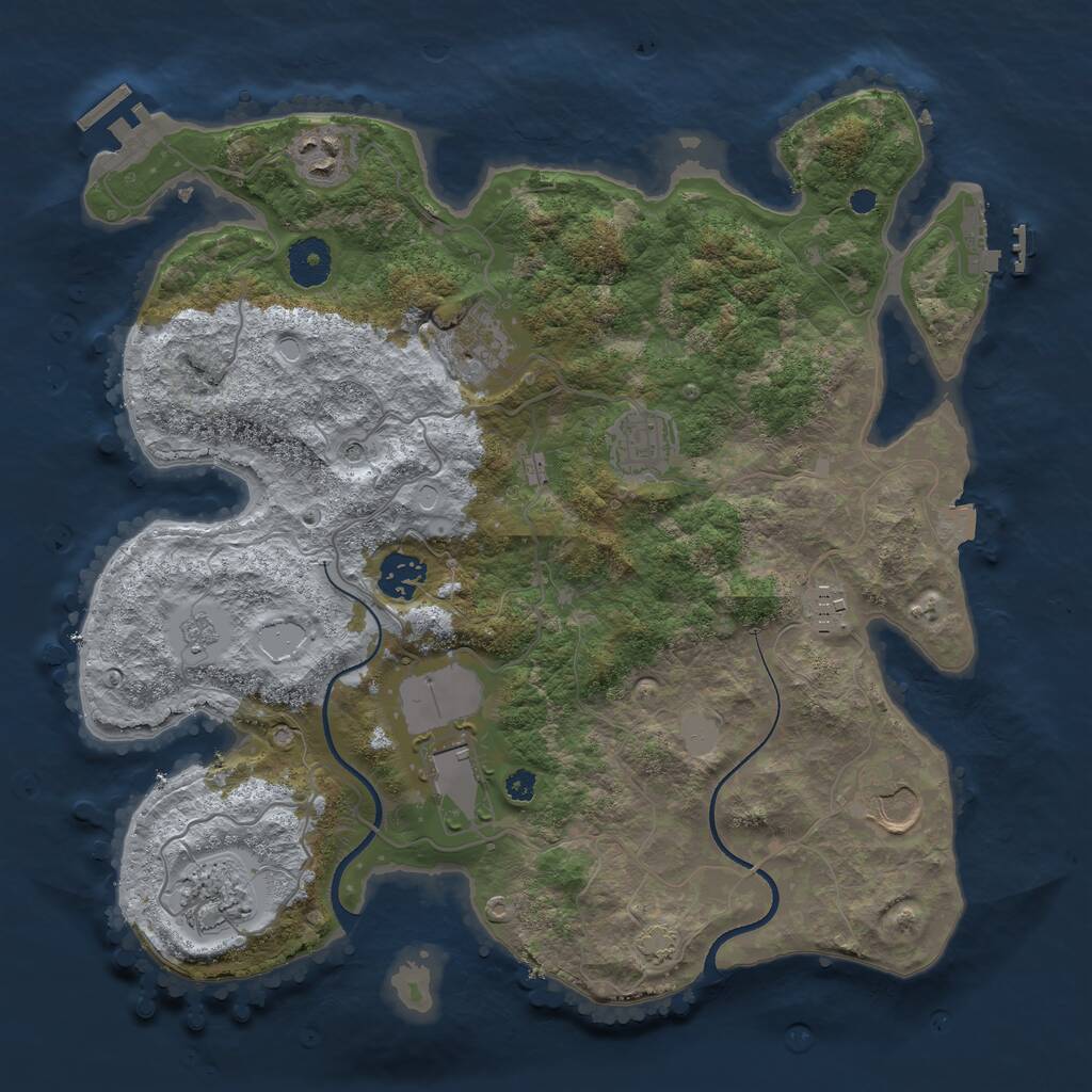 Rust Map: Procedural Map, Size: 3500, Seed: 884182000, 14 Monuments