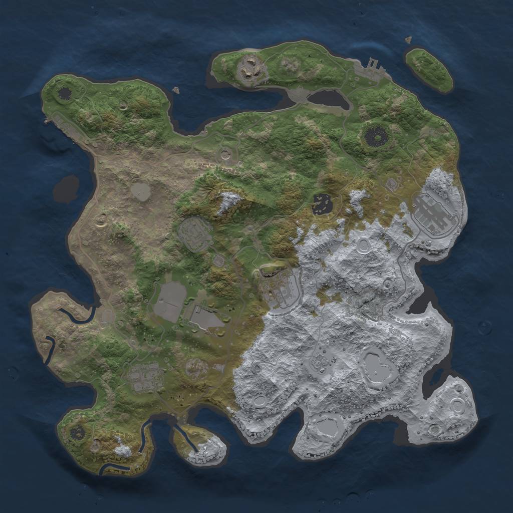 Rust Map: Procedural Map, Size: 3500, Seed: 77925230, 14 Monuments
