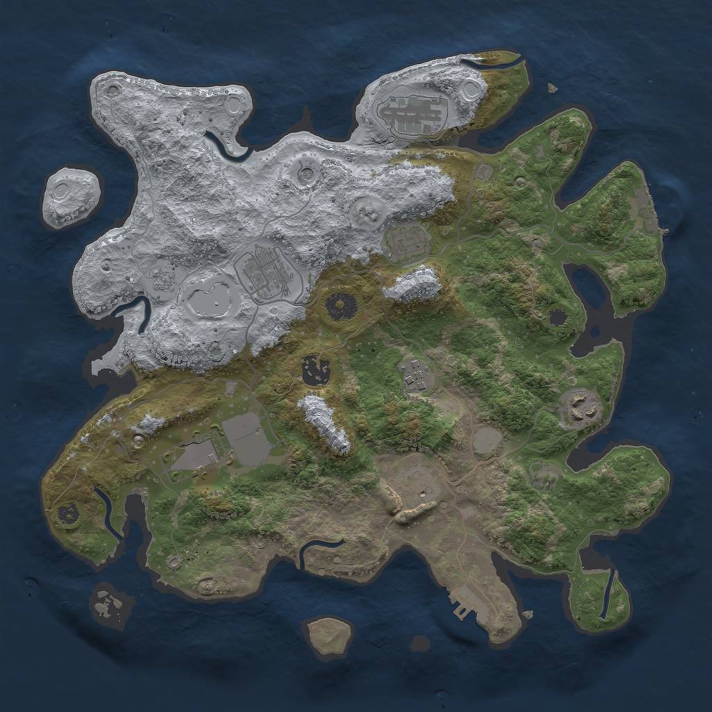 Rust Map: Procedural Map, Size: 3500, Seed: 20214025, 15 Monuments