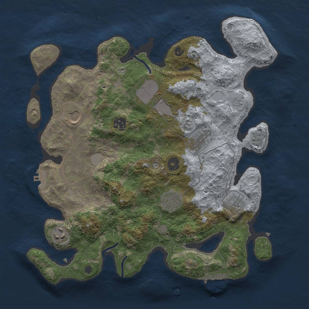 Rust Map: Procedural Map, Size: 3500, Seed: 941747647, 15 Monuments