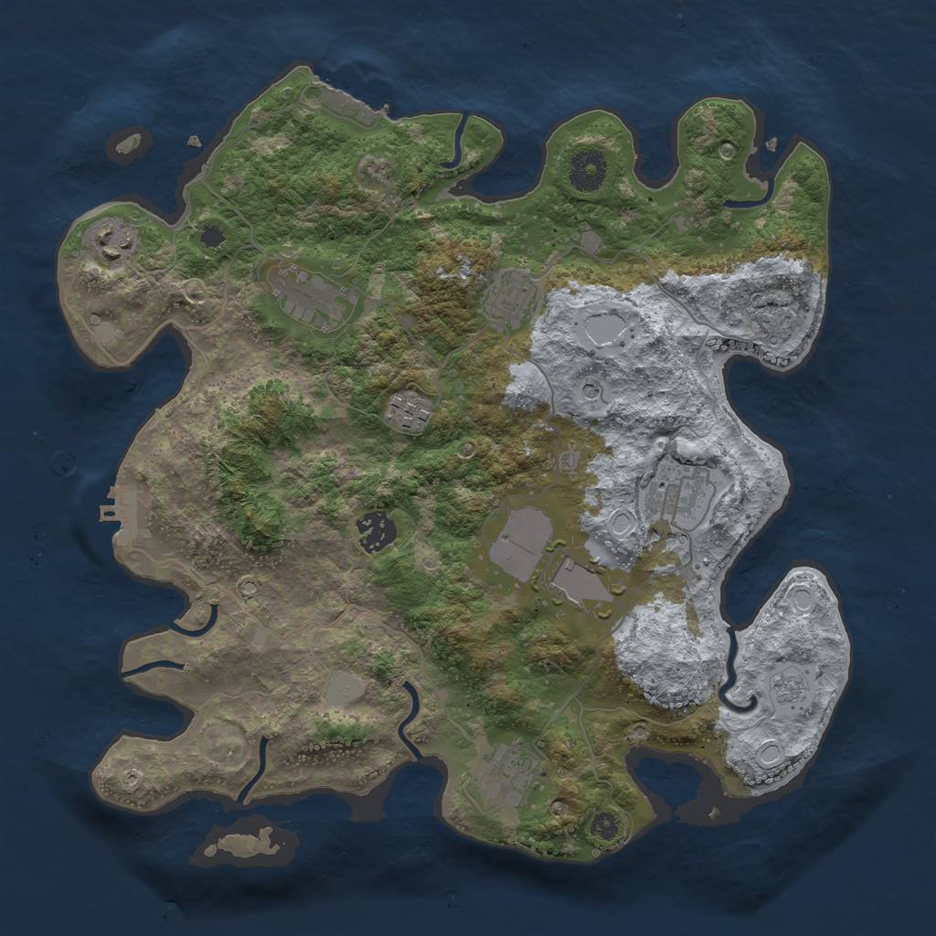 Rust Map: Procedural Map, Size: 3500, Seed: 44721761, 15 Monuments