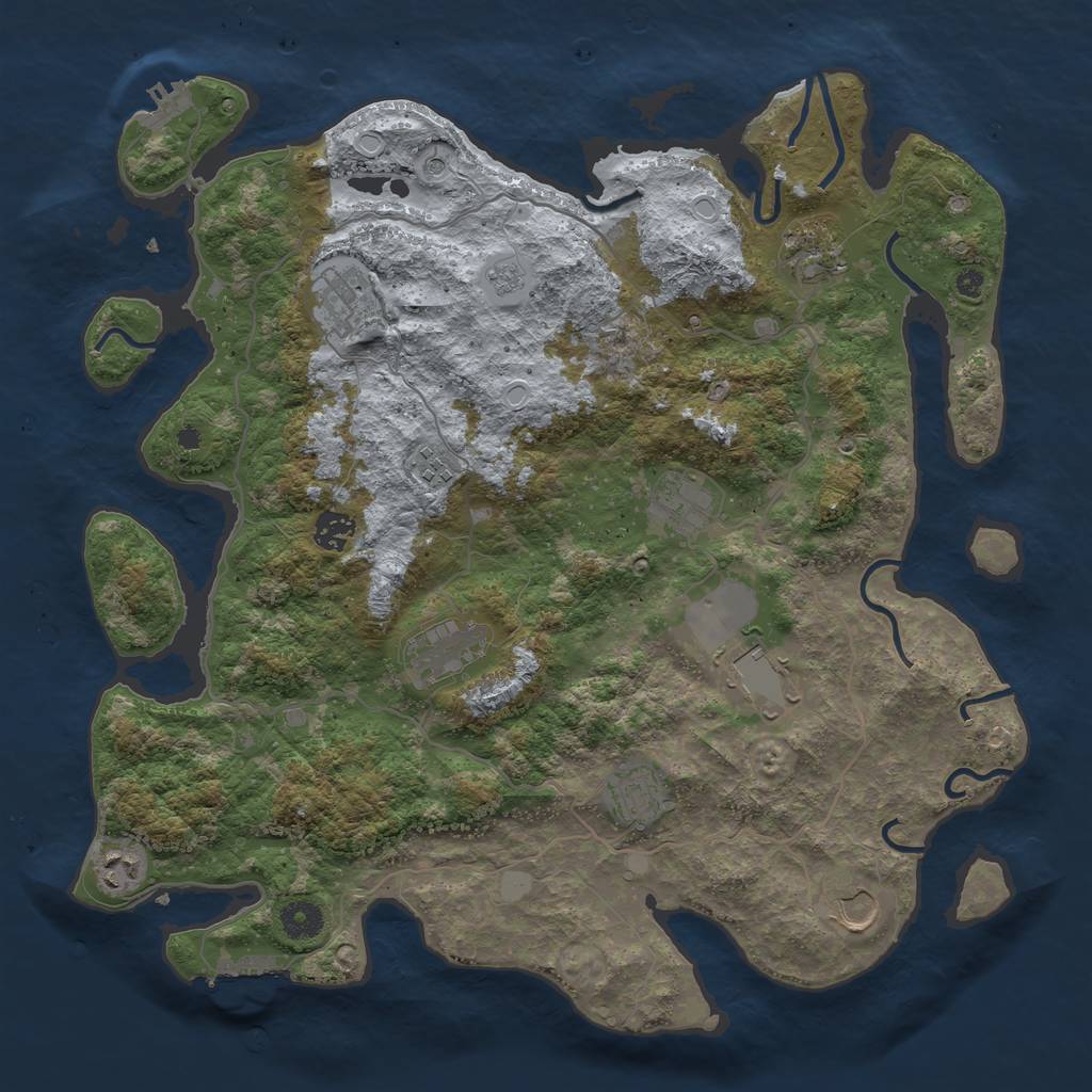Rust Map: Procedural Map, Size: 4000, Seed: 60507814, 17 Monuments