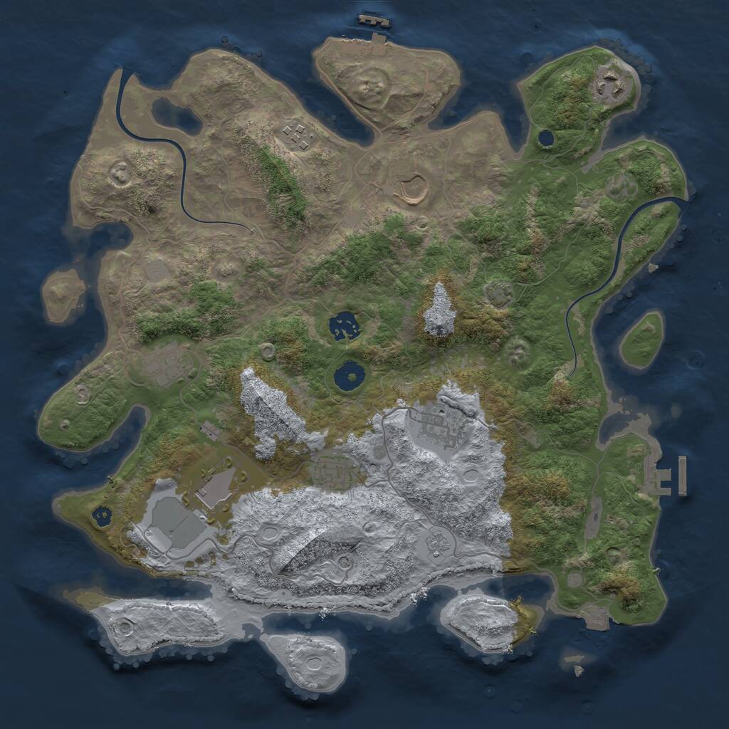 Rust Map: Procedural Map, Size: 3700, Seed: 54344393, 14 Monuments