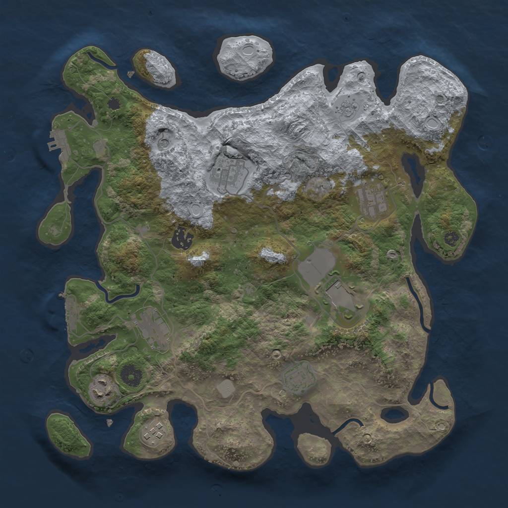 Rust Map: Procedural Map, Size: 3500, Seed: 214793208, 15 Monuments