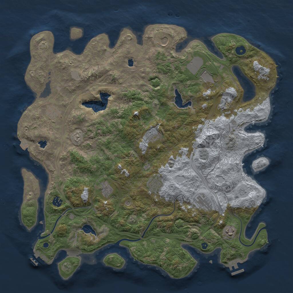 Rust Map: Procedural Map, Size: 4500, Seed: 860556530, 17 Monuments