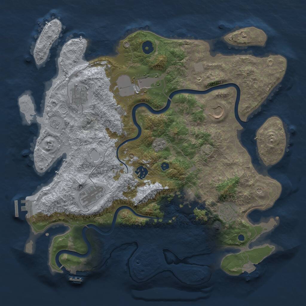 Rust Map: Procedural Map, Size: 3750, Seed: 97265256, 14 Monuments
