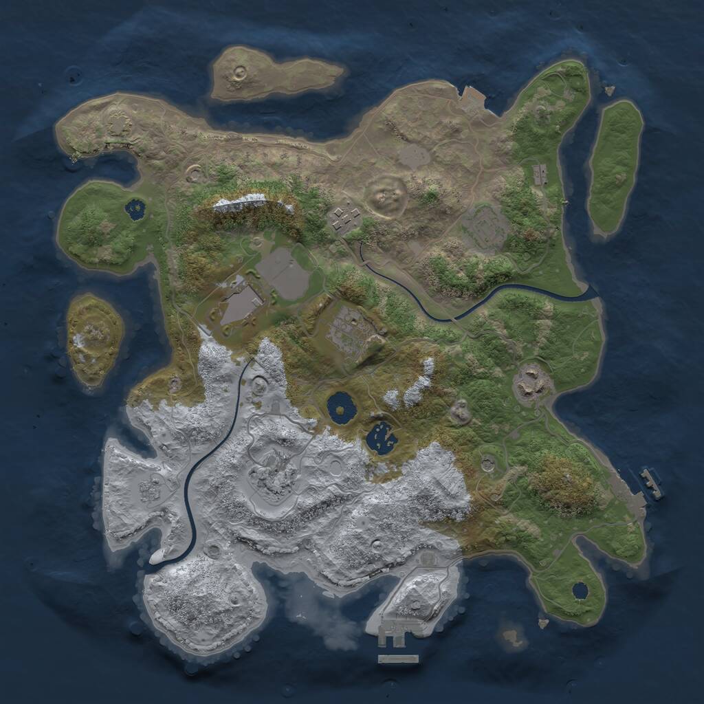 Rust Map: Procedural Map, Size: 3500, Seed: 88112233, 13 Monuments