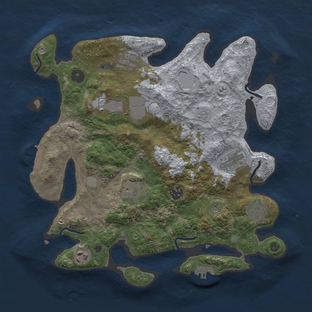 Rust Map: Procedural Map, Size: 3500, Seed: 583807575, 14 Monuments