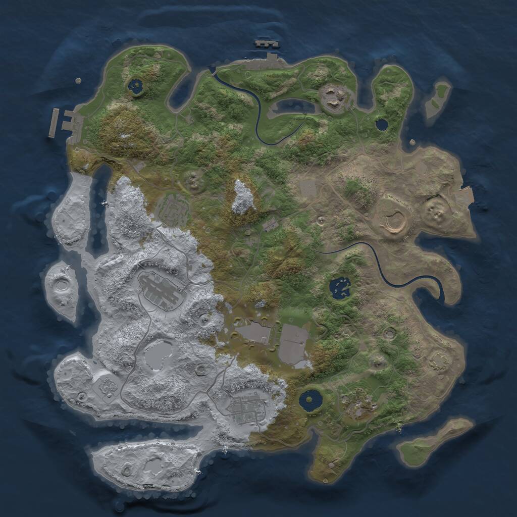 Rust Map: Procedural Map, Size: 3500, Seed: 1838032333, 13 Monuments