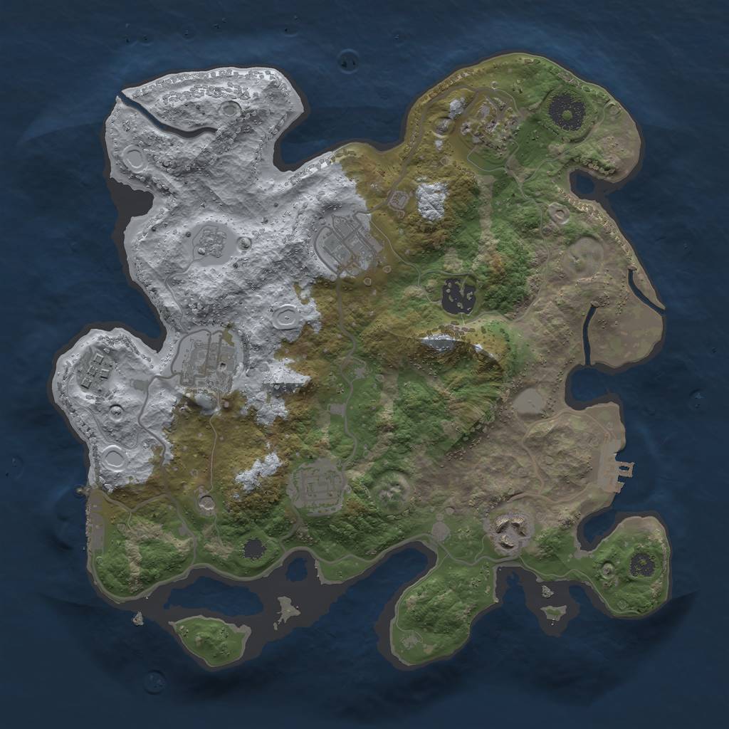 Rust Map: Procedural Map, Size: 3000, Seed: 215553, 14 Monuments