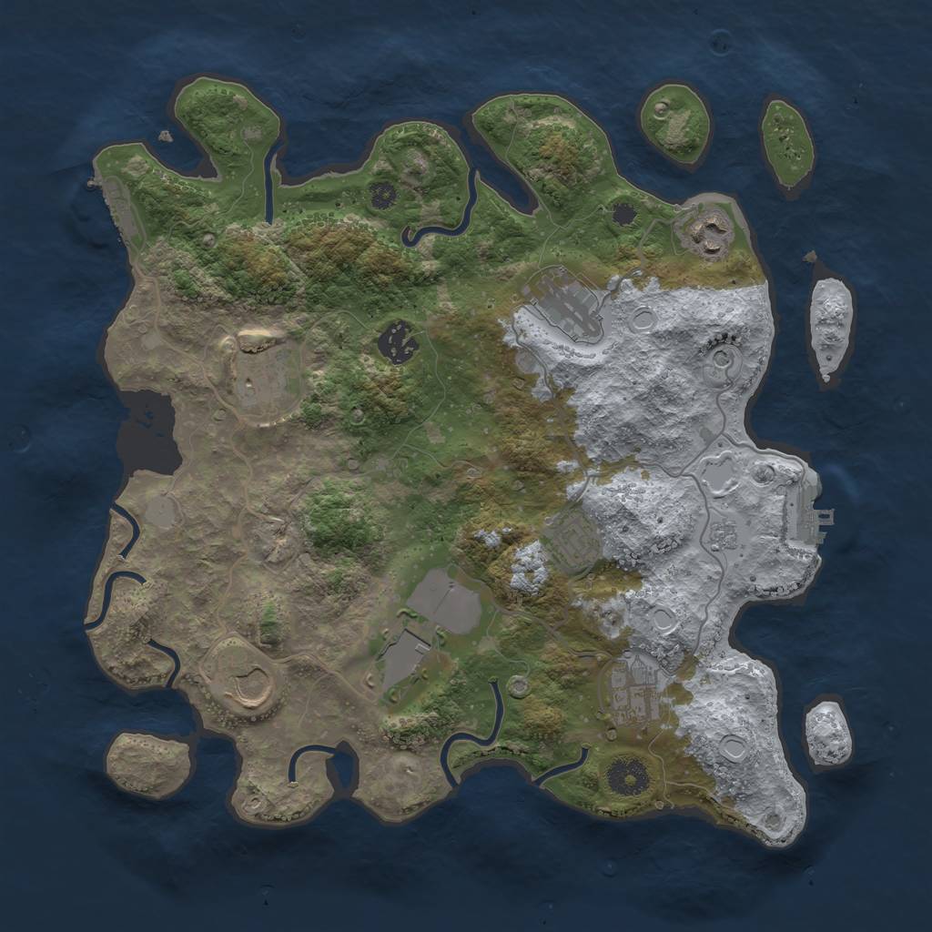 Rust Map: Procedural Map, Size: 3500, Seed: 51392795, 15 Monuments