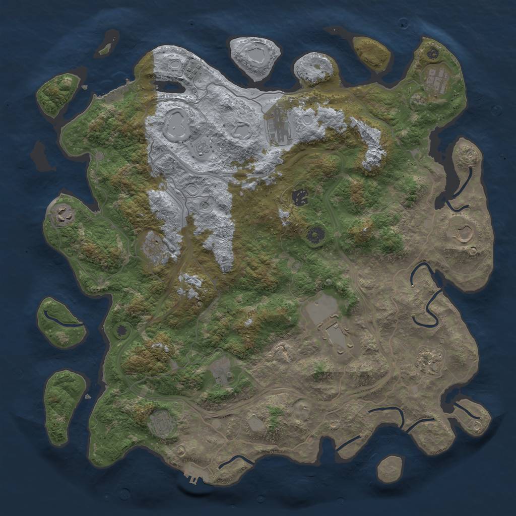 Rust Map: Procedural Map, Size: 4500, Seed: 1975054571, 18 Monuments