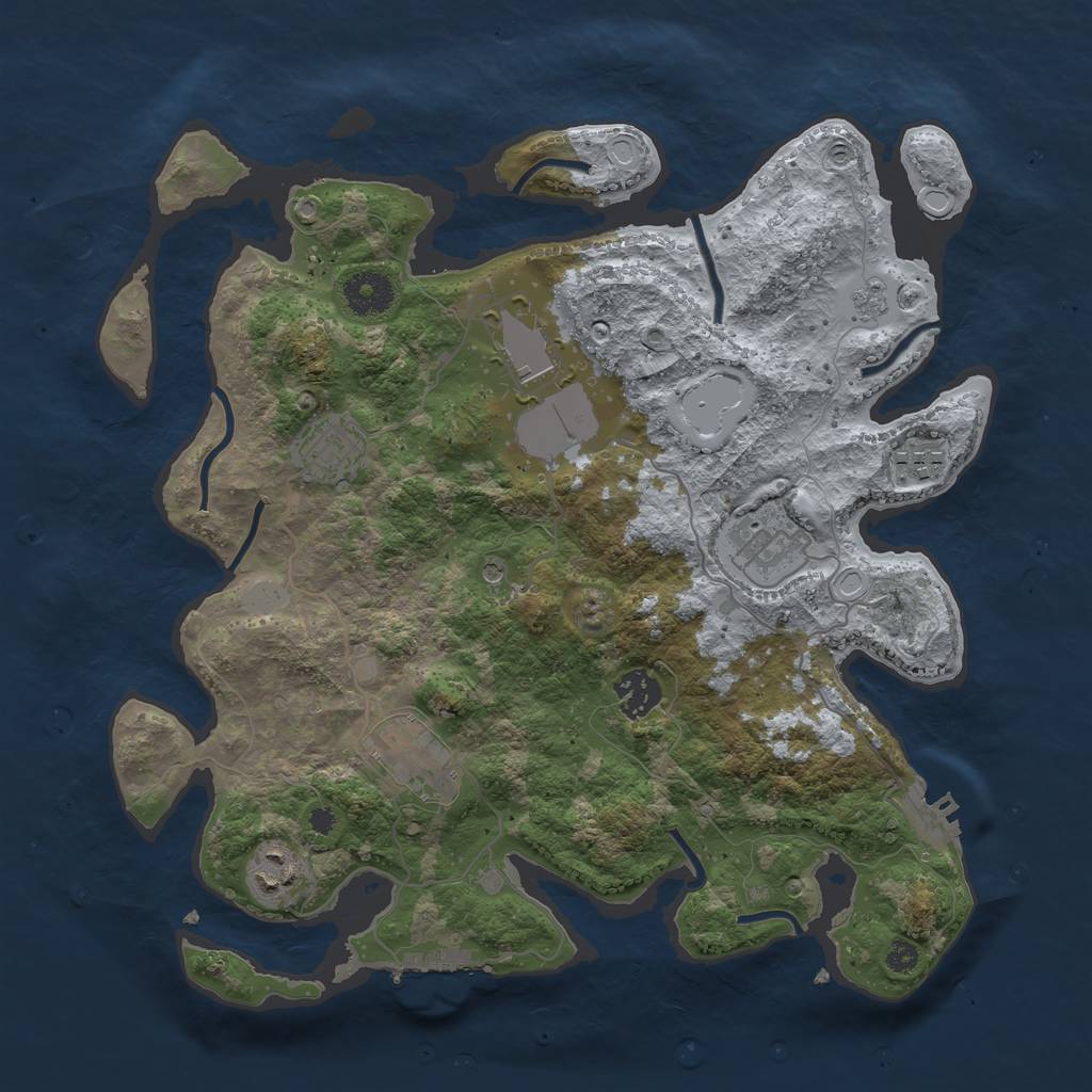 Rust Map: Procedural Map, Size: 3500, Seed: 350099, 14 Monuments