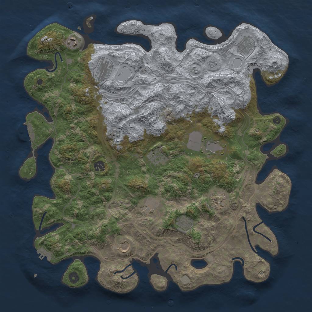 Rust Map: Procedural Map, Size: 4250, Seed: 214793208, 18 Monuments