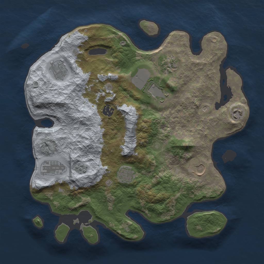 Rust Map: Barren, Size: 3500, Seed: 1969994983, 12 Monuments