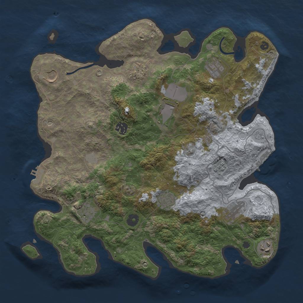 Rust Map: Procedural Map, Size: 3700, Seed: 1969724427, 17 Monuments