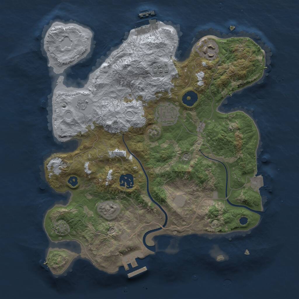 Rust Map: Procedural Map, Size: 3000, Seed: 6139977, 10 Monuments