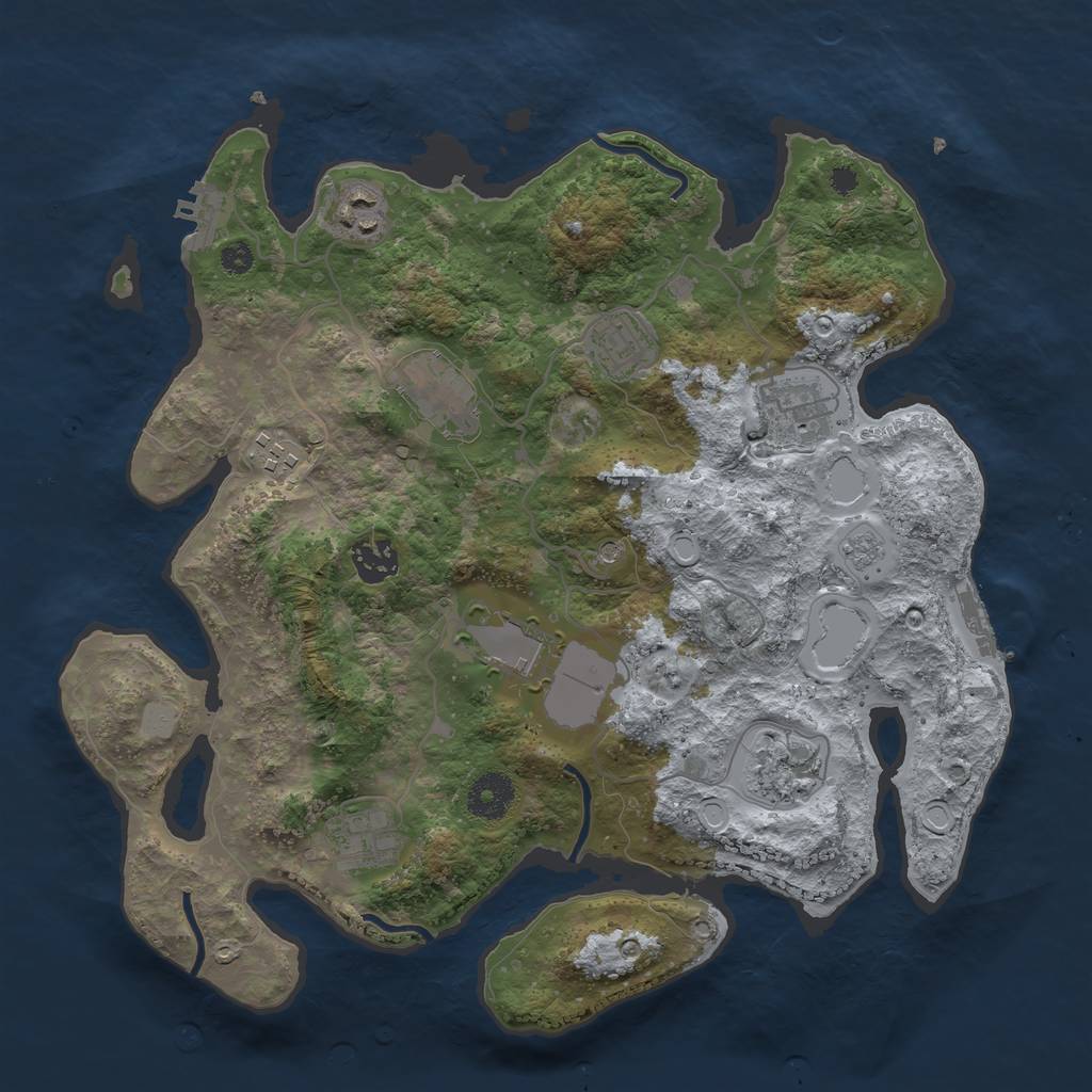 Rust Map: Procedural Map, Size: 3500, Seed: 1888553631, 16 Monuments